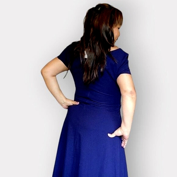 SHEIN WOMENS SIZE LARGE NAVY BLUE POLYESTER MAXI DRESS - Picture 5 of 6